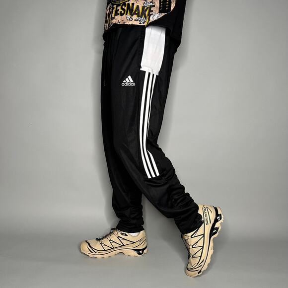 adidas Other - Vintage Y2K Adidas Sweatpants Mens XL Black Polyester Joggers White 3 Stripes